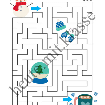 Labyrinth: Im Winter (Rätsel für 1. & 2. Klasse)