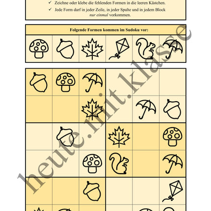Sudoku 6x6: Herbst - Logisches Denken fördern!