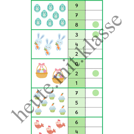4x Klammerkarten Frühling & Ostern: Mengen & Zählen im Zahlenraum bis 10