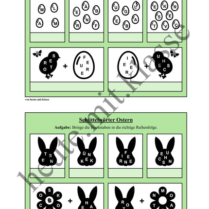 Schüttelwörter: Ostern (Worträtsel)