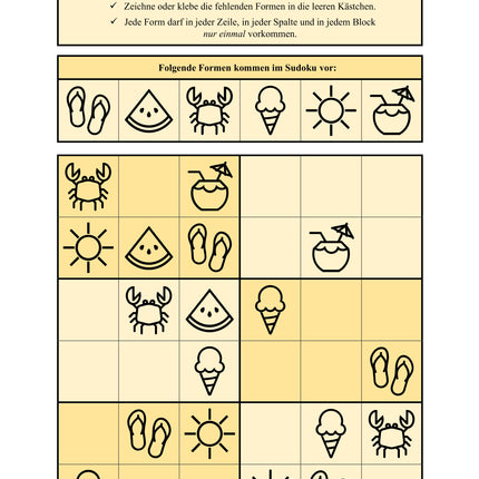 Sudoku 6x6: Sommer & Sommerferien - Logisches Denken fördern!