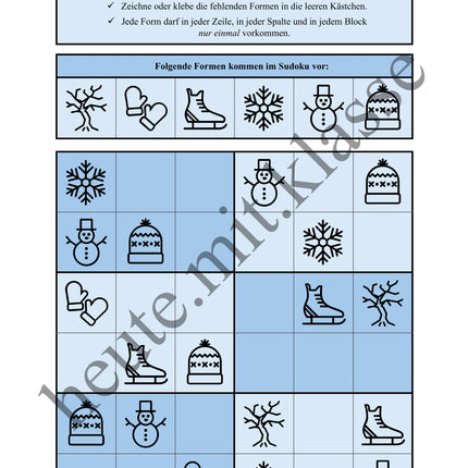 Sudoku 6x6: Winter - Logisches Denken fördern!