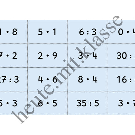 Bingo-Spiel: Das kleine 1x1 üben (Multiplikation & Division)