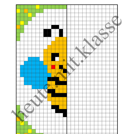 Pixel-Bilder: Frühling (Symmetrie / Pixel-Art)