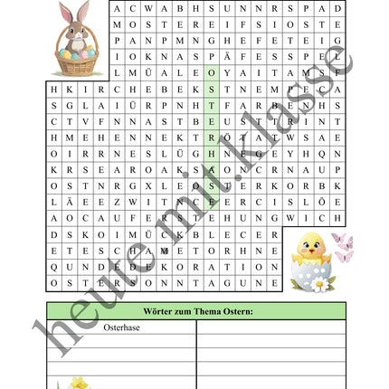 Suchsel: Ostern (Wortgitter)