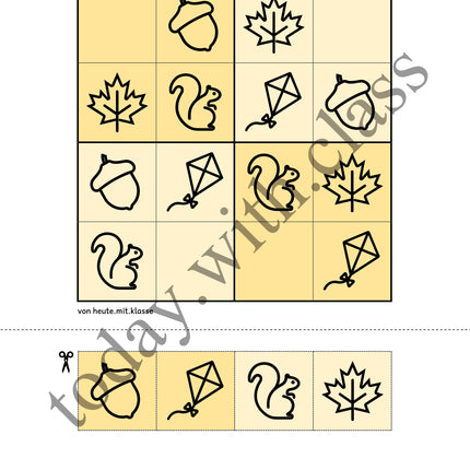 Sudoku: 4x4 Herbst (Rätsel für Vorschule & Anfangsunterricht)