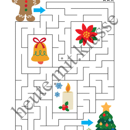 Labyrinth: Weihnachten & Advent (Rätsel für 1. & 2. Klasse)