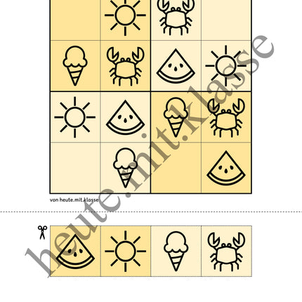 Sudoku 4x4: Sommer (Rätsel für Vorschule & Anfangsunterricht)