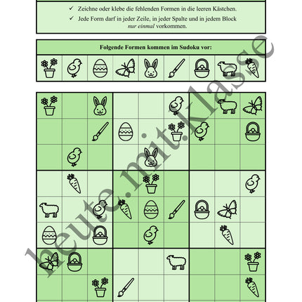 Sudoku 9x9: Ostern - Logisches Denken fördern!