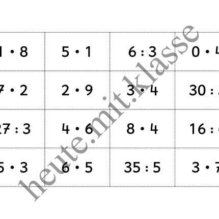 Bingo-Spiel: Das kleine 1x1 üben (Multiplikation & Division)