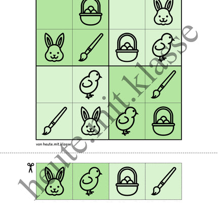 Sudoku: 4x4 Ostern (Rätsel für Vorschule & Anfangsunterricht)