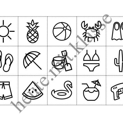 Bingo-Spiel: Sommer & Sommerferien