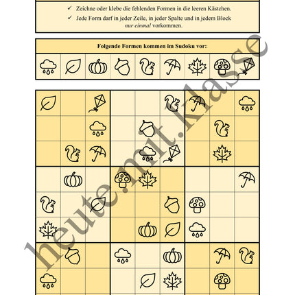 Sudoku 9x9: Herbst - Logisches Denken fördern!