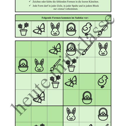 Sudoku 6x6: Ostern - Logisches Denken fördern!