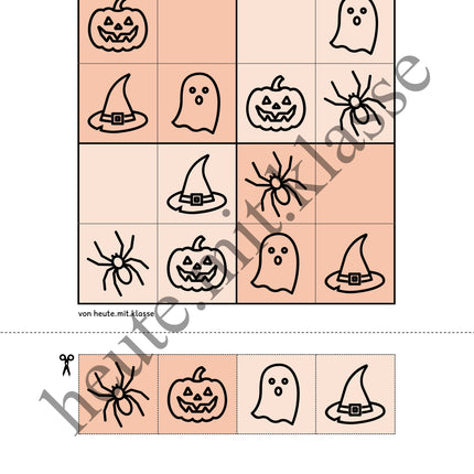 Sudoku 4x4: Halloween (Rätsel für Vorschule & Anfangsunterricht)