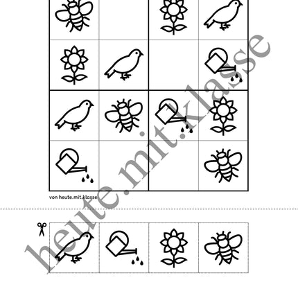 Sudoku 4x4: Frühling (Rätsel für Vorschule & Anfangsunterricht)