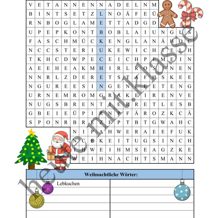 Suchsel: Weihnachten & Advent (Wortgitter)