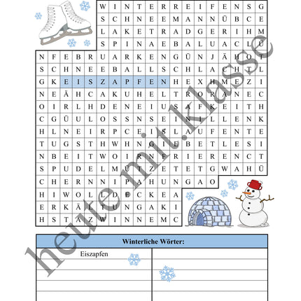 Suchsel: Winter (Wortgitter)