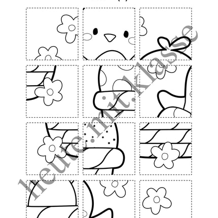 3x Puzzles & Ausmalbilder: Ostern (Schneideübung)