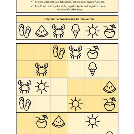 Sudoku 6x6: Sommer & Sommerferien - Logisches Denken fördern!