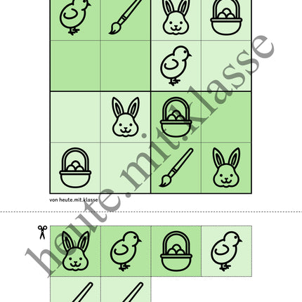 Sudoku: 4x4 Ostern (Rätsel für Vorschule & Anfangsunterricht)