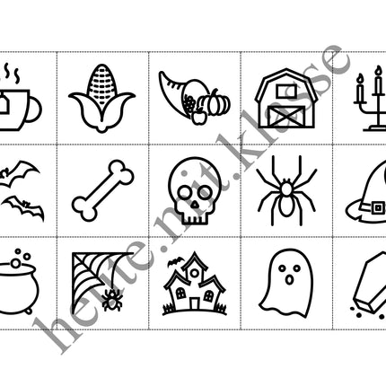 Bingo Spiel: Herbst & Halloween