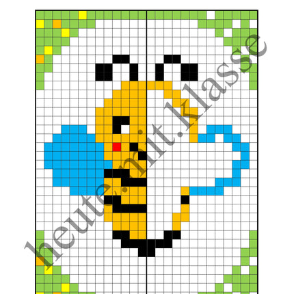 Pixel-Bilder: Frühling (Symmetrie / Pixel-Art)