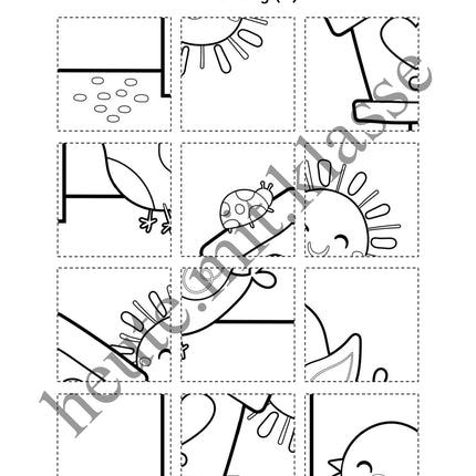 3x Puzzles & Ausmalbilder: Im Frühling (Schneideübung)