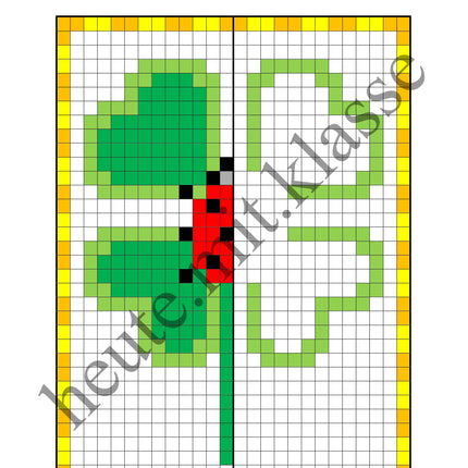 Pixel-Bilder: Neujahr & Silvester (Symmetrie / Pixel-Art)
