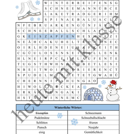 Suchsel: Winter (Wortgitter)