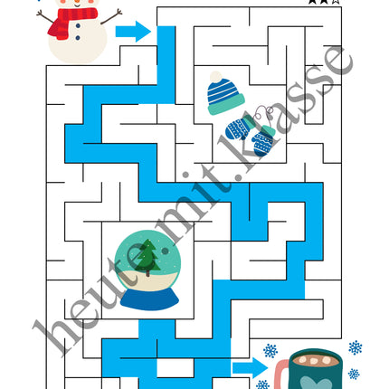 Labyrinth: Im Winter (Rätsel für 1. & 2. Klasse)