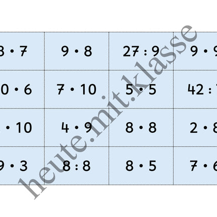 Bingo-Spiel: Das kleine 1x1 üben (Multiplikation & Division)