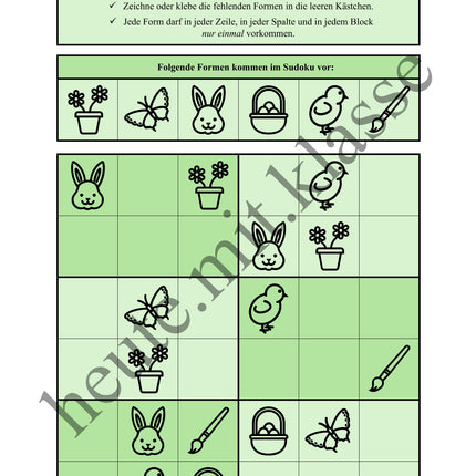 Sudoku 6x6: Ostern - Logisches Denken fördern!