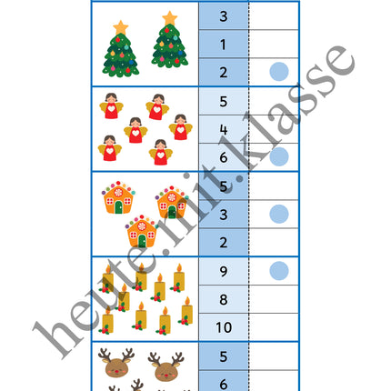 4x Klammerkarten Winter & Weihnachten: Mengen & Zählen im Zahlenraum bis 10