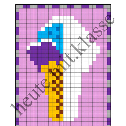 Pixel-Bilder: Sommer & Sommerferien (Symmetrie / Pixel-Art)