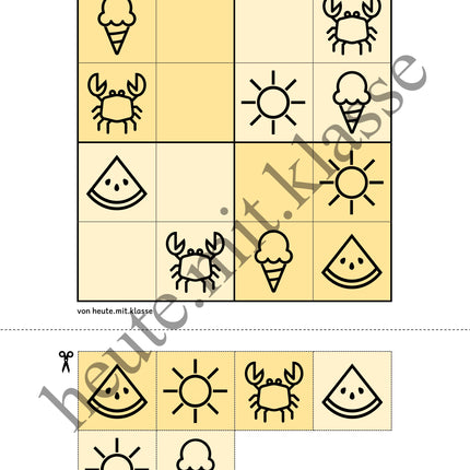 Sudoku 4x4: Sommer (Rätsel für Vorschule & Anfangsunterricht)