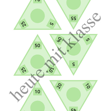 Übungskarten: Rechendreiecke (Zahlrenraum bis 100 & Addition)