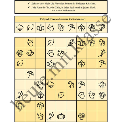 Sudoku 9x9: Herbst - Logisches Denken fördern!
