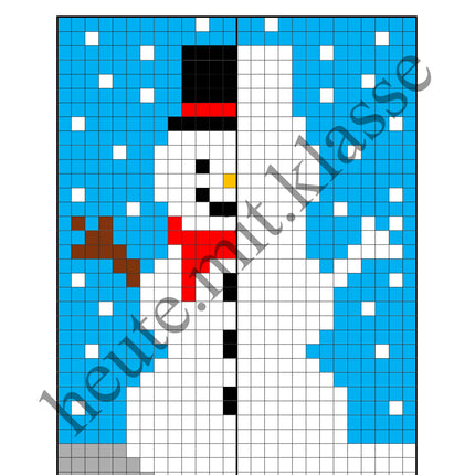 Pixel-Bilder: Winter (Symmetrie / Pixel-Art)