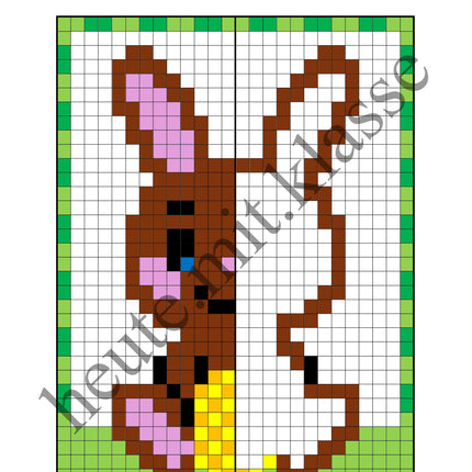Pixel-Bilder: Ostern (Symmetrie / Pixel-Art)