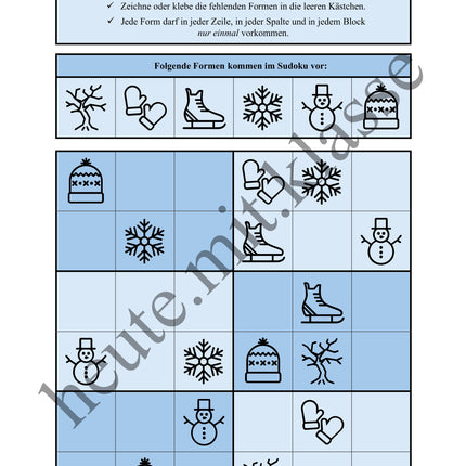 Sudoku 6x6: Winter - Logisches Denken fördern!