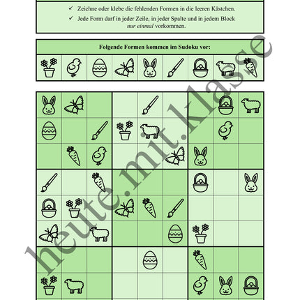 Sudoku 9x9: Ostern - Logisches Denken fördern!