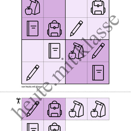 Sudoku 4x4: In der Schule (Rätsel für Vorschule & Anfangsunterricht)