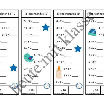 Rechenhäppchen / Tägliche Übung: Im Winter - Addition & Subtraktion im Zahlenraum bis 10