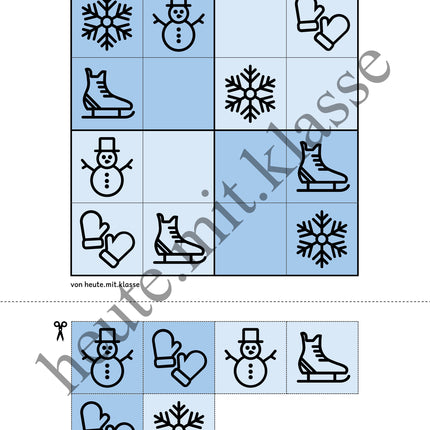 Sudoku 4x4: Winter (Rätsel für Vorschule & Anfangsunterricht)