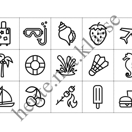 Bingo-Spiel: Sommer & Sommerferien
