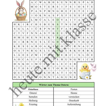 Suchsel: Ostern (Wortgitter)