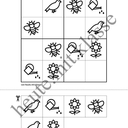 Sudoku 4x4: Frühling (Rätsel für Vorschule & Anfangsunterricht)