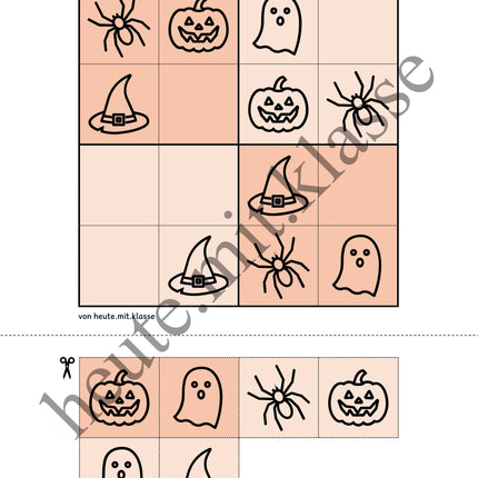 Sudoku 4x4: Halloween (Rätsel für Vorschule & Anfangsunterricht)