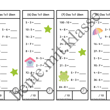 Rechenhäppchen / Tägliche Übung: Im Frühling - Kleines 1x1 (Multiplikation & Division)
